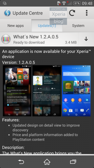 What S New App 1 2 A 0 5 Lands On Older Xperia Z Devices Xperia Blog