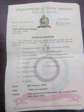 Edo 2020: DSS invites 10 APC chieftains