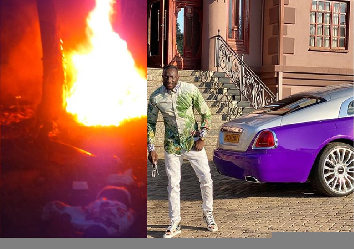 Video Ginimbi Genius Kadungure S Rolls Royce Burns In Accident Crash