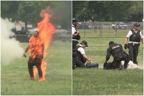 Hombre se prendió fuego deals en la casa blanca