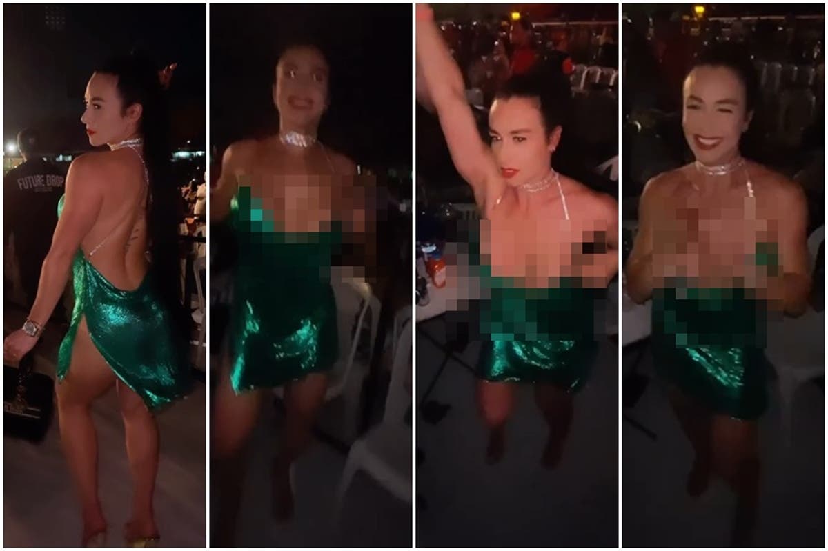 Diosa Canales bailó salsa brava en concierto de Romeo Santos en Colombia y  el vestidito que tenía dejó parte de sus pechos al aire (+Video)