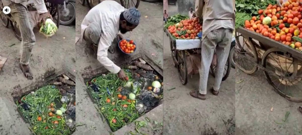 Image result for social media vegetable seller was caught on camera as he was washing the vegetables