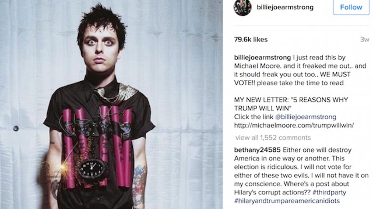 Billie Joe Armstrong Of Green Day Calls Trump F G Hitler I Wish I Were Over Exaggerating Washington Times The reason for avoiding reading any press? billie joe armstrong of green day calls
