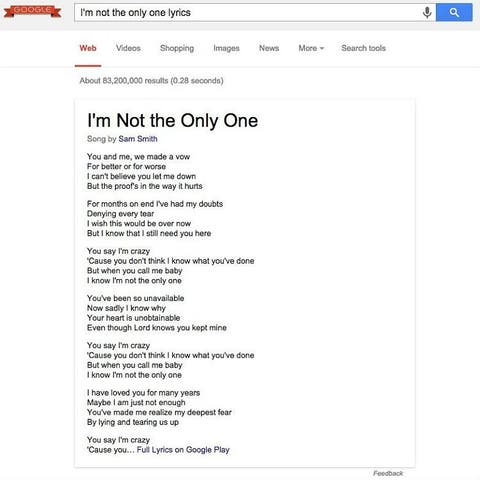 Google Soon To Show Song Lyrics With Search Results Gigwise