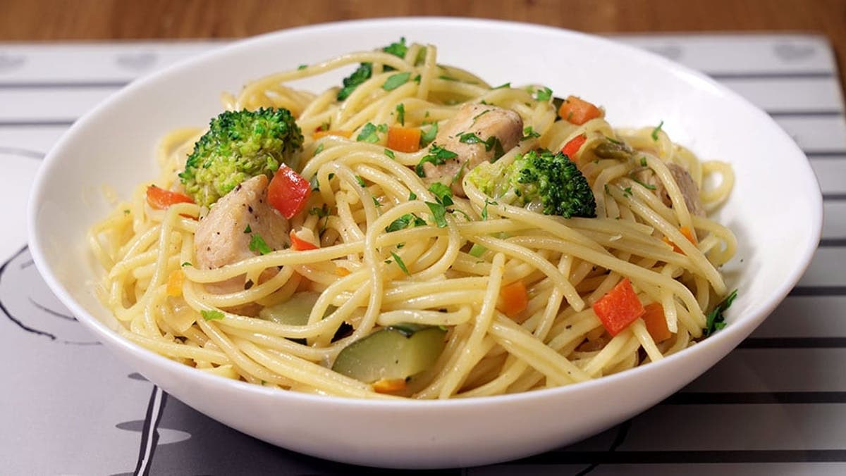Espaguetis Con Verduras Y Pollo Cocina Casera Y Facil