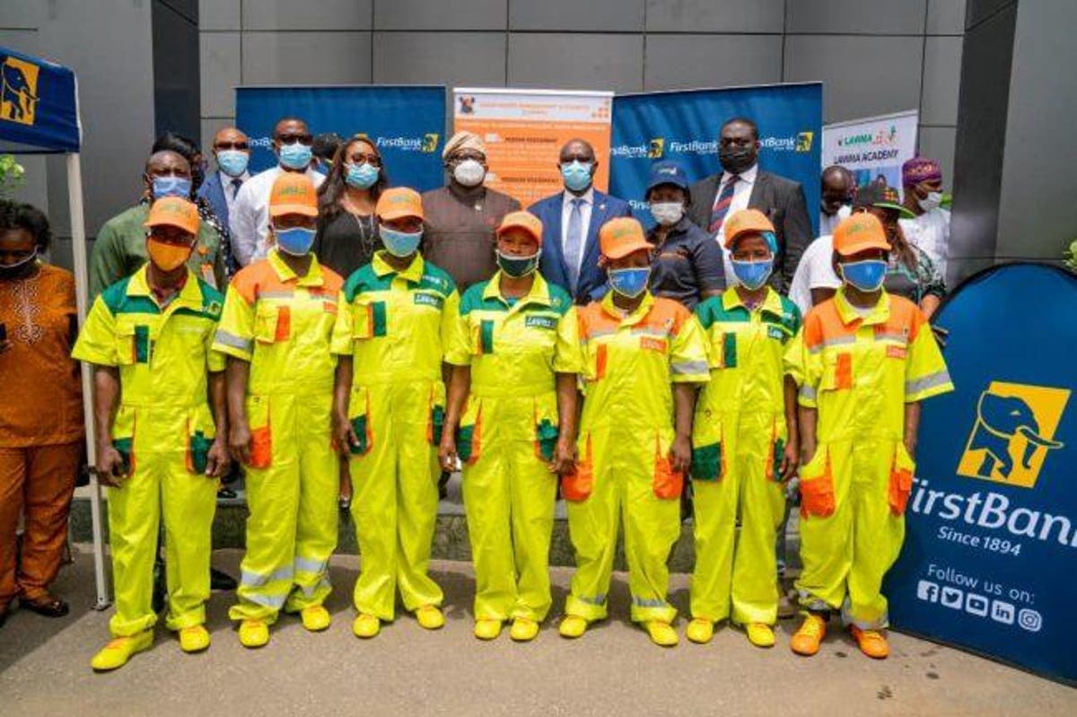 Sanwo-Olu gives First Bank-branded uniforms to LAWMA sweepers – Dateline  Nigeria