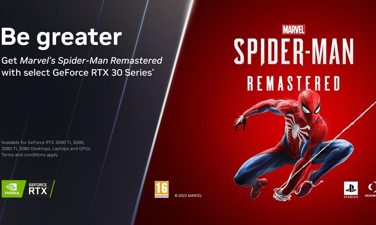 películas Chip paquete Compra una GeForce RTX 30 y consigue gratis Marvel's Spider-Man Remastered