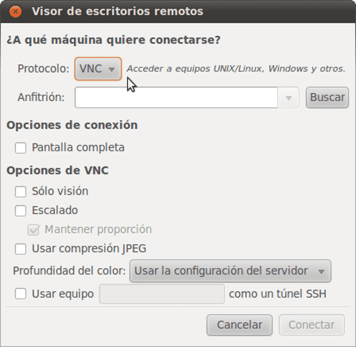 remota en Linux (II): Remote Desktop Viewer
