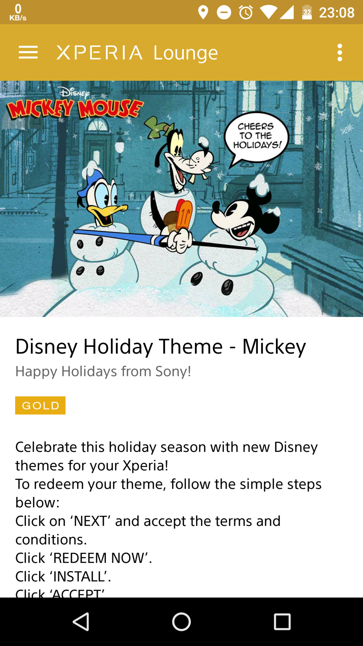 Mickey Holidays Xperia Theme Free On Xperia Lounge Xperia Blog